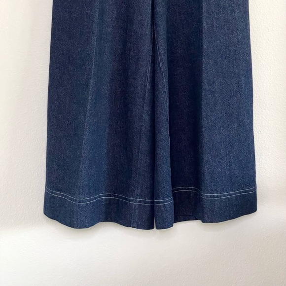 Tanya Taylor Jemma Pant High Waist Wide Leg Flare Denim Cropped Jean Indigo 2 - Picture 7 of 16